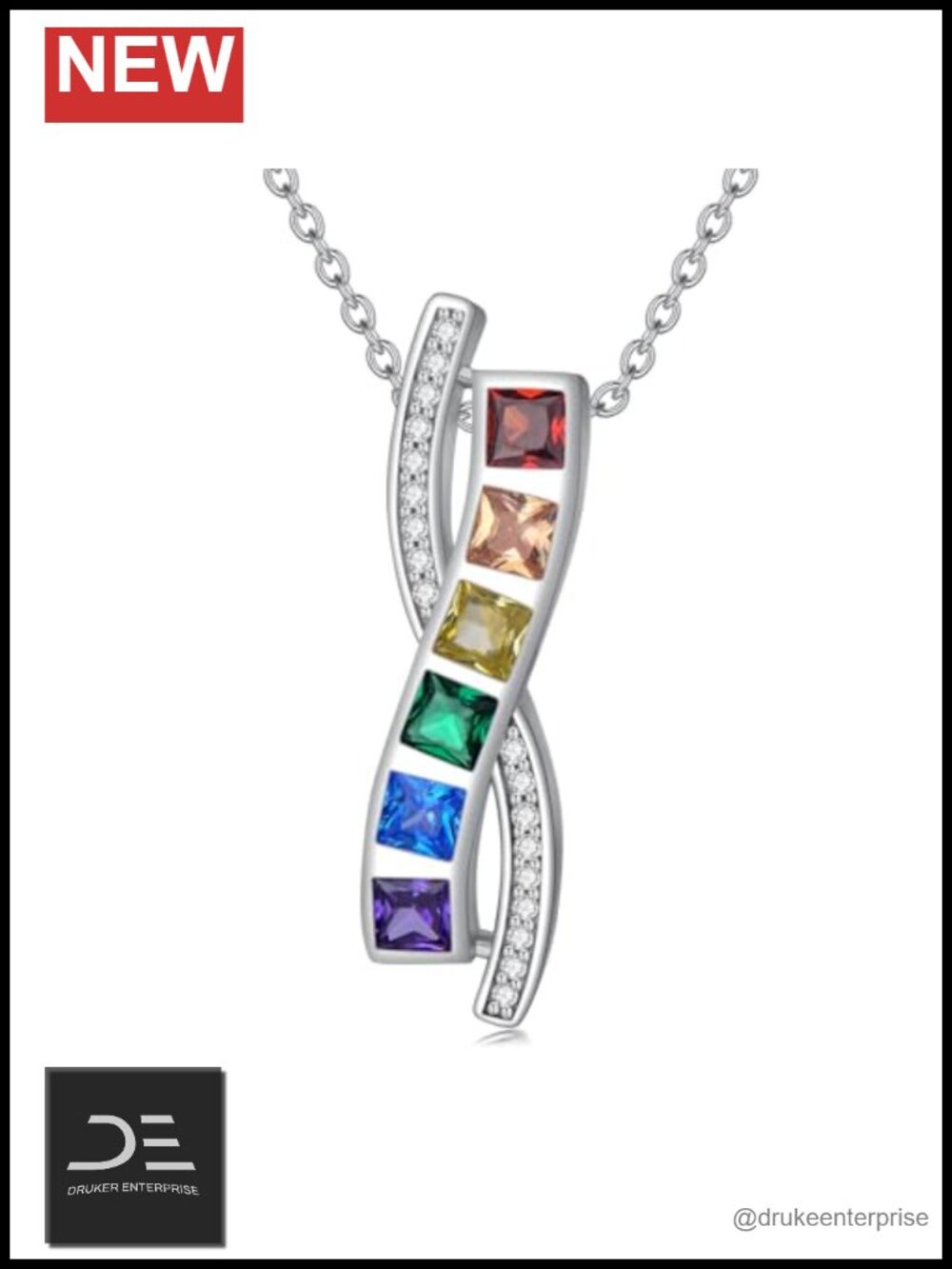 925 Sterling Silver Rainbow Pride Necklace Pendant LGBTQ Jewelry